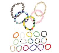 Garneck Anello di perle elastico colorato per donna - anello arcobaleno in plastica - ideale per la spiaggia e la vita quotidiana - perfetto come anello dell'amicizia o gioiello boho,
