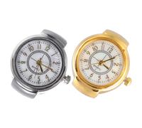 Garneck Anello Non Facile da Rompere Vintage Orologio da Dito in Lega 2 Pezzi, Orologio Rotondo Elegante per Donna e Uomo per Occasioni Speciali e Anniversari
