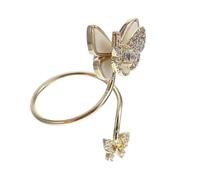 Garneck Anello per Unghie Farfalla Creativa Perle e Zirconi Accessorio Manicure senza Colla Elegante Decorazione per Dita Donna per Matrimoni e Feste