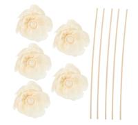 Garneck Bastoncini Diffusori Ondulati in Rattan Naturale 5 Pezzi Design Floreale Per Diffusore Di Aromi e Olio Essenziale, Per Soggiorno, Bagno e Ufficio