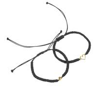 Garneck Braccialetti Regolabili in Corda Intrecciata Set da 2 Pezzi Madre e Figlio Cuore Traforato Nero Bracciale Decorativo Coordinato per Genitori e Regalo Moda per Donna e Uomo