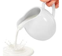 Garneck Brocca per latte in porcellana bianca, 330 ml, adatta al microonde, in ceramica, per latte e salse, design classico con manico, ideale per cucina e gastronomia