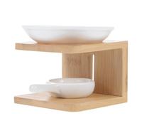 Garneck Bruciatore Olio Essenziale Retrò in Legno e Bambù Stufetta Aromaterapia con Portacandela per Cera Fragranza Decorazione per Yoga Meditazione e Spazi Domestici