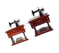 Garneck Carillon Musicale Set 2 Pezzi in Plastica Marrone Vintage Atmosfera Melodica a Forma di Macchina da Cucire per Compleanno Decorazione da Scrivania