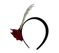 Garneck Cerchietto Chioma Halloween con Mano Teschio e Fiore, Accessori | Copricapo per Feste a Tema, Accessori Giorno dei Morti, Resina, Stoffa e Plastico