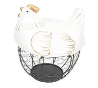 Garneck Cesto Portaoggetti in Ferro Con Coperchio Per Uova e Alimenti Contenitore Da Cucina Portatile Adatto Casa Hotel e Ristoranti Design Ceramica Bianca Con Rete Nera