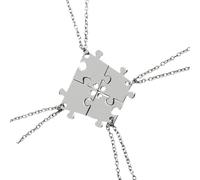 Garneck Collana Amiche Puzzle Geometrico in Lega Argento, Set Quattro
