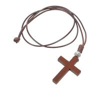 Garneck Collana Croce di Legno Piccola, Ciondolo Religioso Perla Simbolica, Collana Lunga Versatile per Donna, Bomboniera Cristiana Versetto della Bibbia, Ornamento di Natale e Amuleto