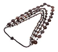 Garneck Collana Lunga da Donna in Legno e Guscio di Cocco Fatta a Mano, Stile Vintage e Versatile per Festa Estiva Perle Naturali Color Caffè