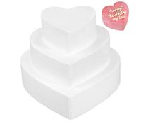 Garneck Cuore Polistirolo Grande 3pezzi Modello Torta in Schiuma Bianco per Pratica Decorazioni Facile da Rivestire Fondant o Crema Burro per Esposizione e Allenamento Pasticceria