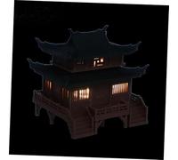 Garneck Edificio Antico Cinese Luminoso, Ornamento Paesaggistico in Miniatura, Pagoda in PLA Marrone, per Mini Paesaggi e Modelli Architettonici Asiatici, Soggiorno e Ufficio