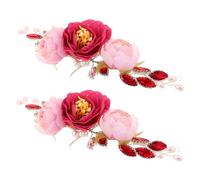 Garneck Fascia per Chioma da Sposa 2 Pezzi Corona di Peonie Artificiali Tralcio Floreale Leggero e Ornamento Perle Accessori Cerimonia Nuziale Stile Cinese per Donne e Ragazze