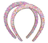 Garneck Fascia per Chioma Larga Imbottita Glitter 2 Pezzi, Fascia Retrò Spugnosa Spessa per Donne e Adolescenti, Accessorio Moda per Trucco e Uso Quotidiano