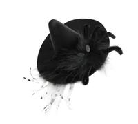 Garneck Fermaglio per Chioma Donna Mini Cappello da Strega Nero in Tulle e Peluche, Design Gotico Leggero, Adatto per Feste di Halloween e Scuola