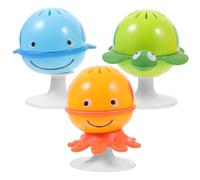 Garneck Giocattoli con Sonaglio per Ragazzo Ragazza della Serie Ocean, con Ventosa, Musicali e Leggeri, Set da 3 Pezzi per L’allattamento e Gioco Durante i Pasti Colore Casuale