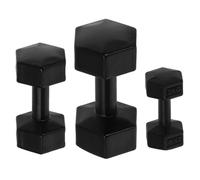 Garneck Mini manubri per casa delle bambole in miniatura, 3 pezzi, per allenamento dei bambini, accessori per il fitness e per la casa delle bambole, colore nero