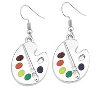 Garneck Orecchini Da Insegnante Pendenti Ciondolo Tavolozza Artistica Argento, Gioielli D'artista Per Donne, Regalo Per Insegnanti e Appassionati Di Arte, Accessori Scolastici Quotidiani