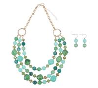 Garneck Orecchini Pendenti in Resina Verde Collana Elegante in Catenella Da Collo Delicata Per Donna