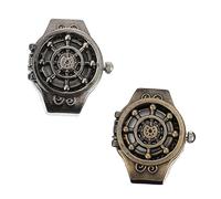 Garneck Orologio da Dito Elettronico ad Anello Rotante Retrò Vintage, Set 2 Pezzi Giallo e Bianco, Orologio Decorativo Elegante Unisex, Accessorio Moda per Regalo di Compleanno