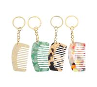 Garneck Pettine Piccolo a Denti Larghi 4 Pezzi Portachiavi Mini Pettini da Viaggio per Chioma Bagnati Anello Metallico, Accessori per Tutte le Tipologie di Chioma e Uso Quotidiano