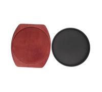 Garneck Piastra in Ghisa Rotonda con Base in Legno per Bistecca e Fajita Padella Antiaderente Spessa per Cucina Casalinga Compatibile con Induzione Area Cottura Espansa per Grigliate
