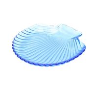 Garneck Piatto in Vetro Cristallino Blu Elegante Design Scallop Forma per Frutta e Piatti Casalinghi Facile da Pulire e Sicuro Uso Quotidiano e Buffet