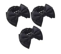 Garneck Retine per Chioma da Donna con Fiocco Nero Copri Chignon Elastico in Rete con Fermagli Set da 3 Pezzi per Danza Ufficio e Eventi Formali Accessori Compatti e Resistenti per