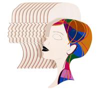 Garneck Sagome in Legno 12 Pezzi Volto Donna Africana per Decorazione Casa e Progetti Diy, Facile da Forare, Migliora Abilità Manuali, Colore Khaki