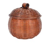 Garneck Scatola Rotonda In Rattan Con Coperchio Cesto Di Vimini Intrecciato A Forma Di Zucca Per Caramelle Frutta Per Halloween Festa Del Ringraziamento Pane