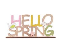 Garneck Scritta in legno Hello Spring, decorazione primaverile e pasquale come decorazione da tavolo, espositore in legno per casa, ufficio o cameretta dei bambini, decorazione perfetta per feste di