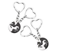 Garneck Set 2 Paia Portachiavi a Forma di Cuore Cavallo in Lega, Design Creativo e Leggero, per Uso Quotidiano Chiavi e Zaini, per Amici e Amanti dei Cavalli