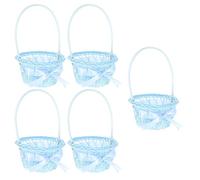 Garneck Set 5 Cestini Intrecciati in Bambù Manici, Decorativi e Pratici per Stanza e Terrazza, Stile Naturale e Forma Unica, Piccoli Cestini per Fiori e Decorazioni