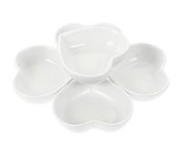 Garneck Set 6 Piatti per Salsa in Ceramica Bianca a Forma di Cuore, Piatti da Condimento per Ristoranti e Cucina Giapponese, Contenitori per Spezie e Salse Aromatiche Riutilizzabile