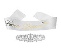 Garneck Set di 2 fasce e corona Prom Queen con strass di cristallo per festa di laurea, decorazione perfetta per progetti fai da te e occasioni speciali 2023