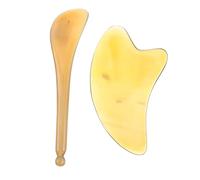 Garneck Set di 2 Raschietti Gua Sha in Corno per Massaggio Viso e Occhi, Migliora la Circolazione Sanguigna e Accelera Metabolismo, Strumenti per Massaggi Professionali e Domestici
