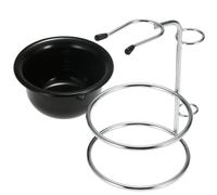 Garneck Set Pennello da Barba con Portapennello e Ciotola in Plastica, Base Antiscivolo Resistente, per Rasatura Uomo e Organizzazione Bagno Colore Casuale