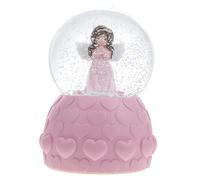 Garneck Sfera di Cristallo Decorativa Angeli Luminosi Carillon Musicale con Luci Colorate e Nevicata Automatica Grande Ornamento da Tavolo per Casa e Regalo Raffinato