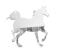 Garneck Specchio Forma di Cavallo in Corsa Adesivo da Parete in Acrilico Superficie Specchio Decorazione Murale per Casa Camera da Letto e Ufficio Argento