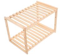 Garneck Supporto in Legno per Piante da Tavolo a 2 Livelli Ampio Spazio, Organizer Multifunzionale Beige per Documenti e Fiori su Scrivania Minimalista