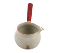 Garneck Teiera Ceramica Piccola con Manico Laterale Legno Kettle per Cerimonia Del Tè Gongfu Cinese Separatore Foglie Integrato Portatile per Uso Domestico