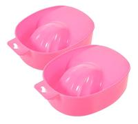 Garneck Vassoio per Immersione Unghie 2 Pezzi in Plastica Rosa, Resistente e Sicuro, per Rimozione Smalto Gel e Esperienza Nail Spa