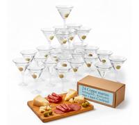 Garnet - 24 pz - Coppa Martini Plastica Economica Riutilizzabile - 29 cl (20 cl servizio) - Spessore 1,8 mm - Gambo Trasparente - Resa smontata salvaspazio (montaggio facile) (Gambo trasparente)