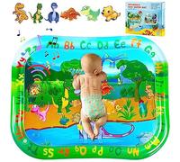 GARNHLOB Tappetino ad acqua per bambini, grande, 95 x 76 cm, gonfiabile, sicuro, per neonati e bambini, con mondo dei dinosauri, lettere ABC, tappetino sensoriale per giochi e istruzione precoce