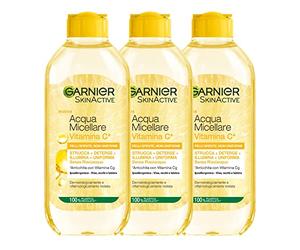 Garnier Acqua Micellare Tutto in 1 SkinActive, Con Vitamina C, Per Pelli Spente e Non Uniformi, Senza Risciacquo, 3 x 400 ml
