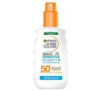GARNIER Amber Solaire - Spray Sensitive Expert+ Bambino - Alta Protezione Solare FPS 50+ - Protegge da UVA, UVB e UVA lunghi, a base di ceramiche, pelli sensibili, 200 ml
