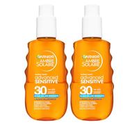 Garnier Ambre Solaire Advanced Sensitive Acqua Solare Spray SPF 30 Idratante con Acido Ialuronico per Pelli Sensibili Ipoallergenico Resistente all'Acqua Sudore e Sabbia Non Unta - 2 flaconi da 150ml