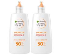 Garnier Ambre Solaire Fluido Anti-Macchie Super UV con Vitamina C Protezione Molto Alta SPF50+ Finish Invisibile Non Unge - 2 flaconi da 40ml