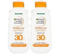 Garnier Ambre Solaire Hydra 24H Protect Latte SPF30 175ml - Non grasso - Resistente all'acqua - Vitamina E - Approvato da Cruelty-Free International (Confezione da 2)