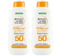 Garnier Ambre Solaire Hydra 24H Protect Latte SPF50 175ml - Non grasso - Resistente all'acqua - Vitamina E - Approvato da Cruelty-Free International (Confezione da 2)