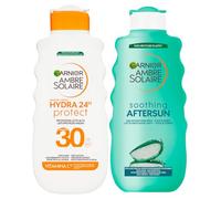 Garnier Ambre Solaire Hydra 24H Protect Protezione Solare Alta SPF 30 Raggi UVB e UVA Idratante 175ml + Garnier Ambre Solaire Soothing Aftersun Latte Doposole Idratante Viso Corpo 175ml - Set da 2